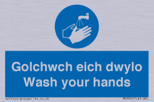 golchwch eich dwylo / wash your hands - safety sign